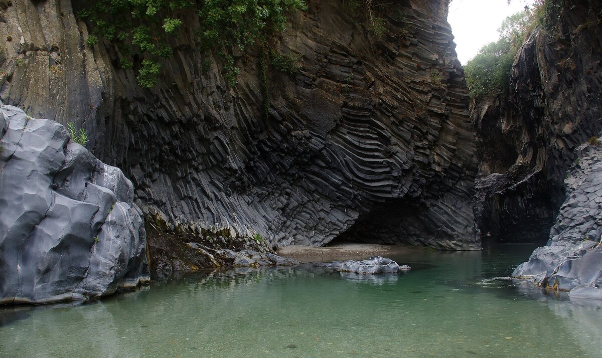 The basalt canyon of the Alcantara Gorges