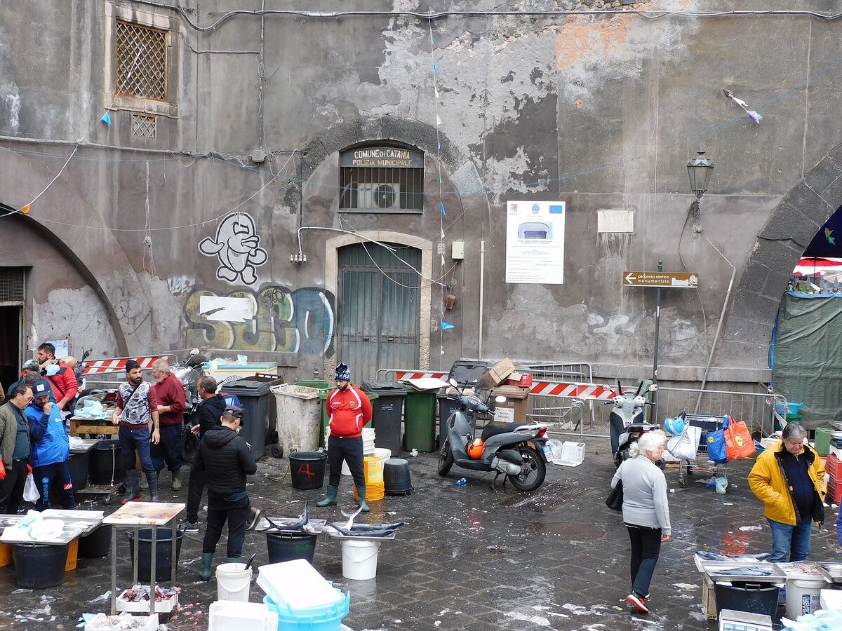 The stalls of Catania's Pescheria fish market